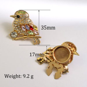 Boutons De Manchette Luxueux De La Série Rétro Animaux, Couleur Unie, En Métal Et Strass, Ornés D'Oiseaux. h5 Image5