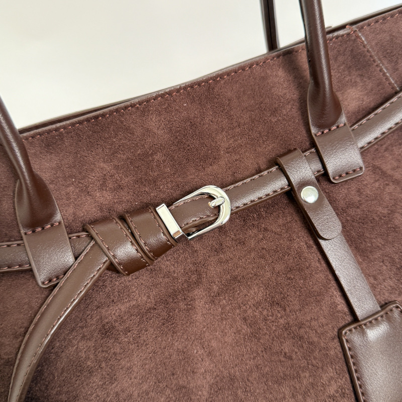 Sac Cabas Femme En Daim Uni Style Old Money Image4