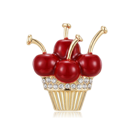 Broches En Métal Et Strass, Motif Cerises Mignonnes, Collection Luxueuse