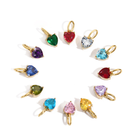 Pendentifs Pour Femmes En Forme De Cœur, En Acier Inoxydable Étanche, Couleur Or Et Zircon, De La Série Simple À Faire Soi-Même