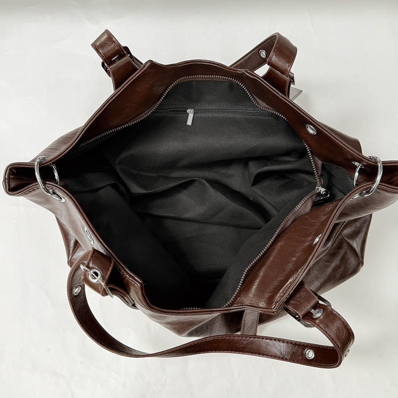 Sac Cabas Femme En Pu Ajouré, Couleur Unie, Style Streetwear, Avec Quincaillerie En Métal Image6