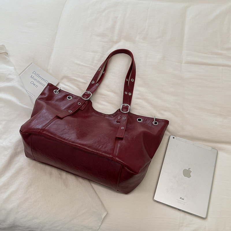 Sac Cabas Femme En Pu Ajouré, Couleur Unie, Style Streetwear, Avec Quincaillerie En Métal Image3