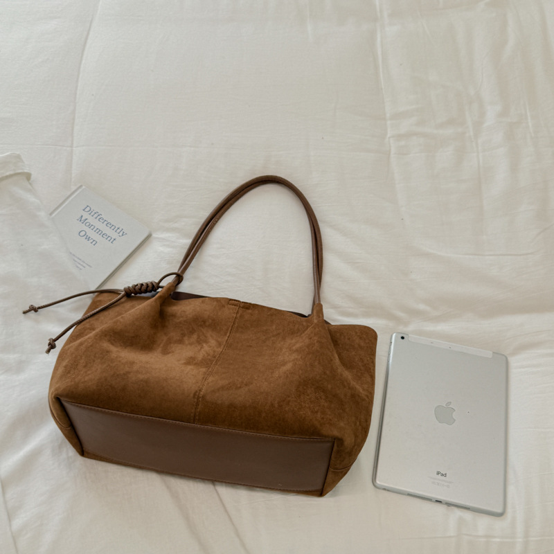 Sac Cabas Minimaliste En Daim Uni Pour Femme h5Image4