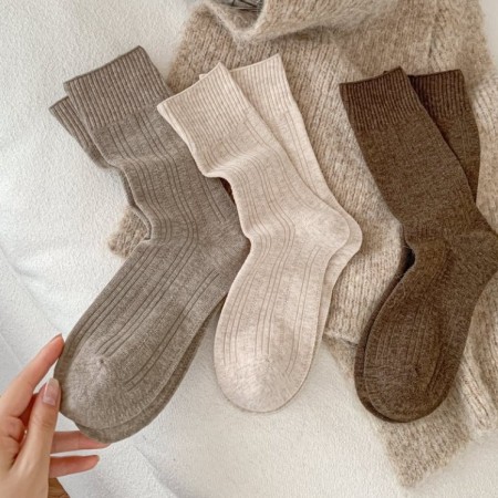 Chaussettes Mi-Mollet Basiques À Rebond Léger, Couleur Unie 2