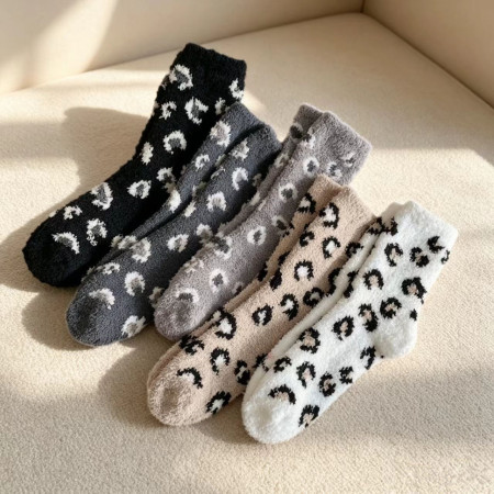 Chaussettes Mi-Mollet Décontractées À Imprimé Léopard Pour Femmes, Légèrement Rebondissantes 2