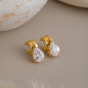 Boucles D'Oreilles Pendantes Pour Femme, Forme Géométrique, En Acier Inoxydable, Étanches, Couleur Or, Avec Zircon. h5 Image4