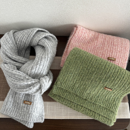 Écharpes D'Hiver En Laine Et Polyester, Couleur Unie, Collection Simple Series Daily 2