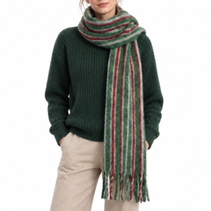 Écharpes D'Hiver En Laine Multicolores À Rayures Décontractées Et Pompons, Collection Simple h5 Image3