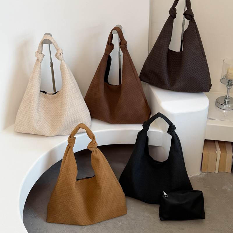 Sacs À Bandoulière Minimalistes En Pu Tissé Uni Image2