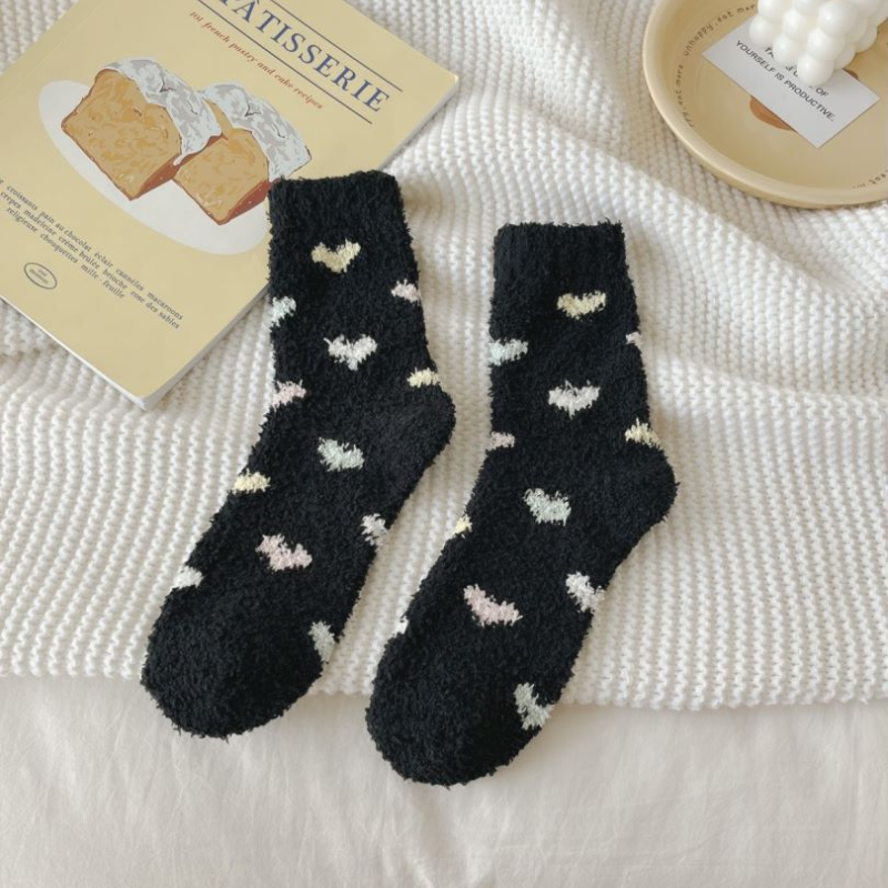 Chaussettes Mi-Mollet Slight Bounce Casual Color Clash À Motif Cœur 