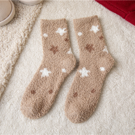 Chaussettes Mi-Mollet Pour Femmes, Légèrement Rebondissantes, À Pois, Couleurs De Noël Contrastées