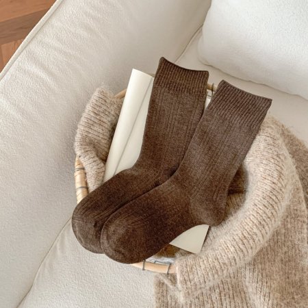 Chaussettes Mi-Mollet Basiques À Rebond Léger, Couleur Unie