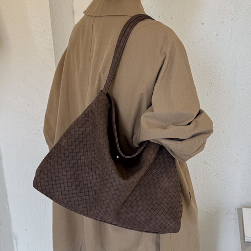 Sacs À Bandoulière Minimalistes En Daim Tissé Uni h5Image3