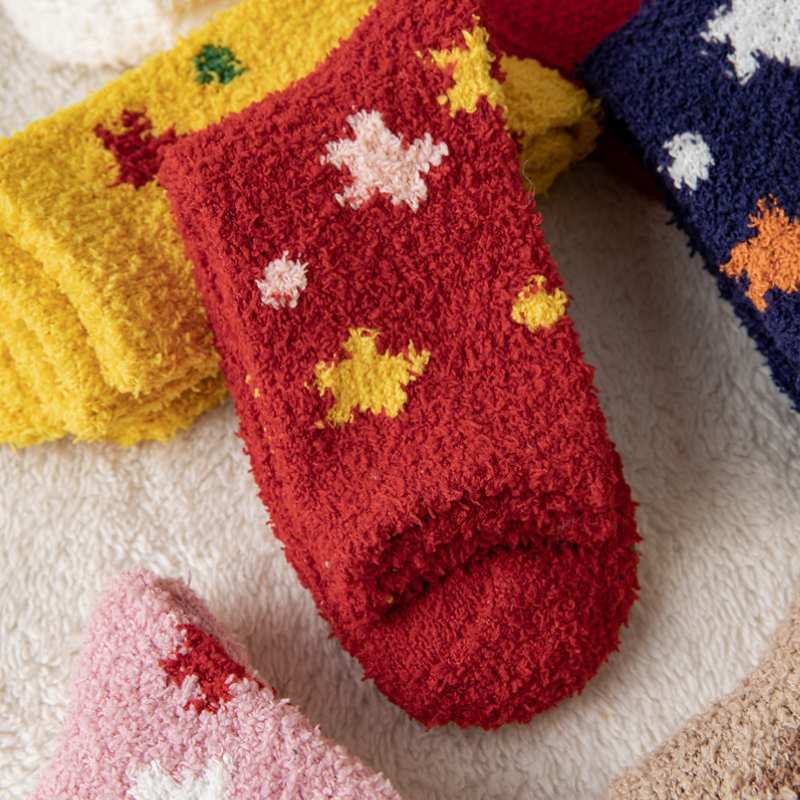 Chaussettes Mi-Mollet Pour Femmes, Légèrement Rebondissantes, À Pois, Couleurs De Noël Contrastées Image5
