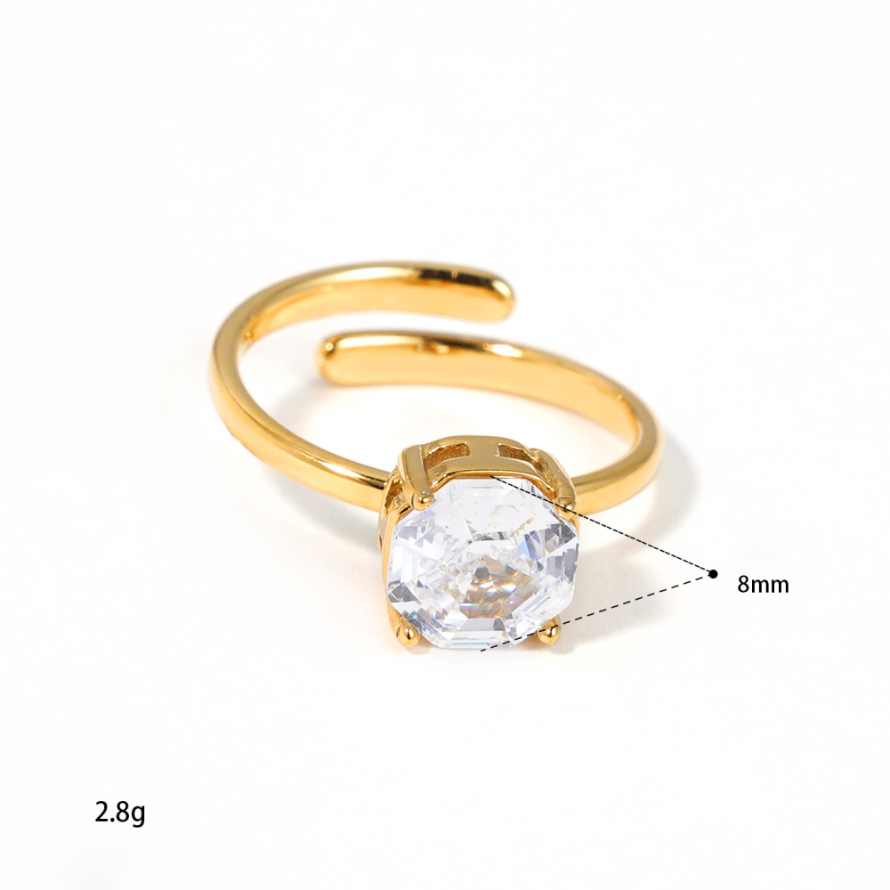 Bagues Pour Femmes En Acier Inoxydable Doré, Étanches, Serties De Zircon Et De Pierres Précieuses (Collection Luxueuse). h5Image4