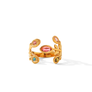 Bagues Pour Femmes En Acier Inoxydable Doré, Étanches, Serties De Zircon Et De Pierres Précieuses, Collection Simple Daily Leaf h5