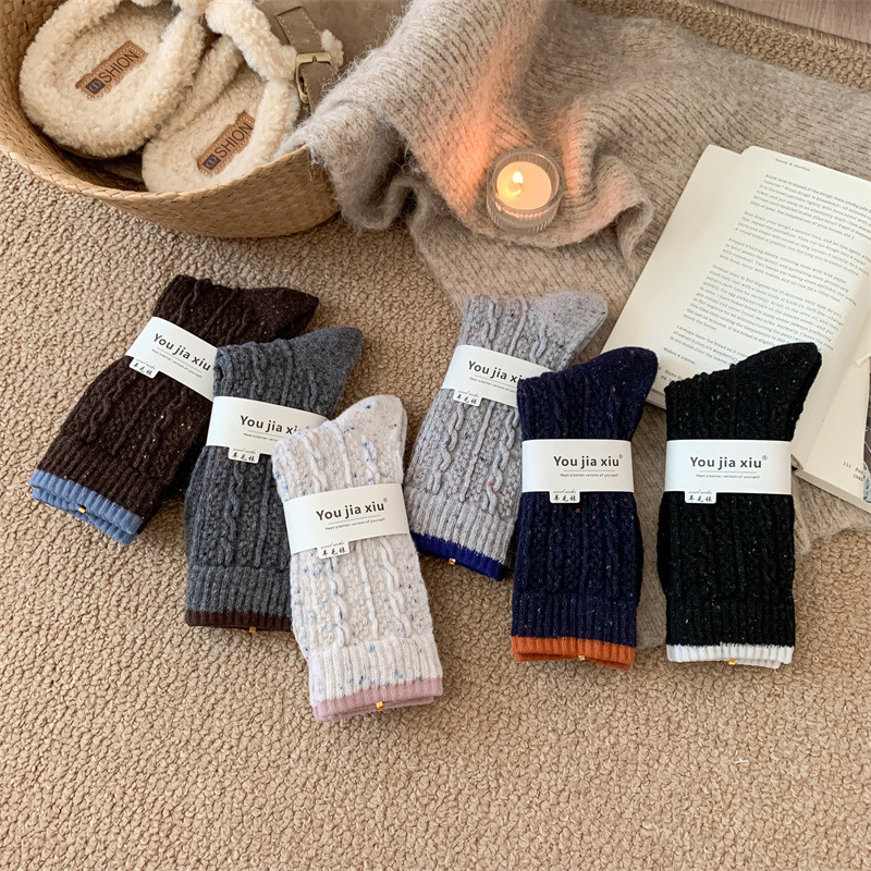 Chaussettes Mi-Mollet Basiques À Léger Rebond Pour Femmes, Couleur Unie h5Image4