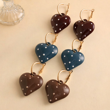 Boucles D'Oreilles Pendantes En Fer À Pois Sweet Heart Pour Femmes