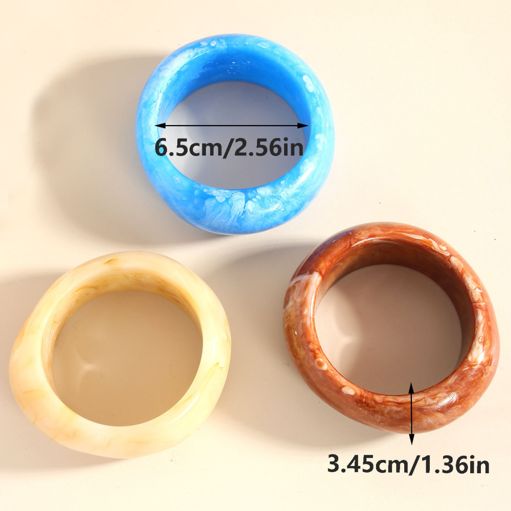 Bracelets Pour Femmes En Résine À Dégradé De Couleurs, Forme Irrégulière, Style Rétro Et Simple Image5