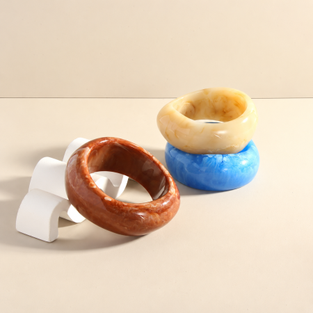 Bracelets Pour Femmes En Résine À Dégradé De Couleurs, Forme Irrégulière, Style Rétro Et Simple
