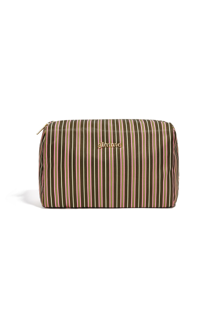 Trousse À Maquillage Rayée En Polyester Simple, Accessoires Du Quotidien