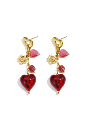 Boucles D'Oreilles Pendantes En Acier Inoxydable En Forme De Cœur, Collection Décontractée Et Romantique Pour Femme h5