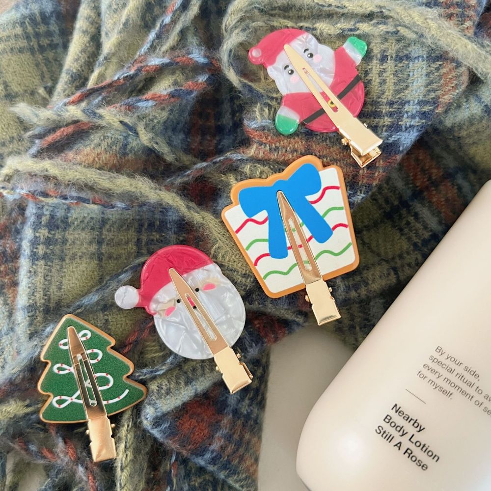 Pinces À Cheveux Acryliques De Noël Mignonnes Et Simples, Collection Dessin Animé Image3