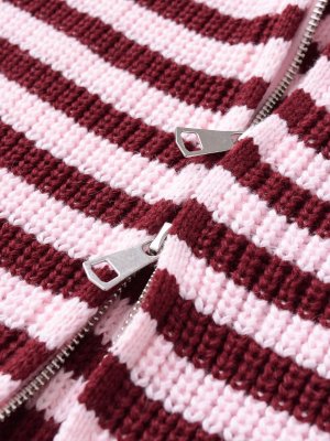 Gilet En Maille Rayée Décontracté Avec Double Fermeture Éclair Au Design Unique h5 Image6