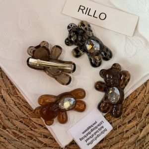Pinces À Cheveux Simples, Mignonnes, À Motif Léopard Dégradé, En Acétate Et Strass h5 Image5