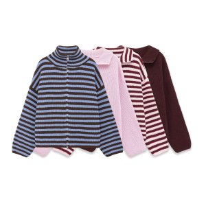 Gilet En Maille Rayée Décontracté Avec Double Fermeture Éclair Au Design Unique h5 Image2