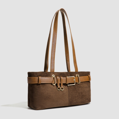 Sacs À Bandoulière Carrés Pour Femmes En Daim Uni, Style Parisien Chic, Avec Détails Métalliques 2