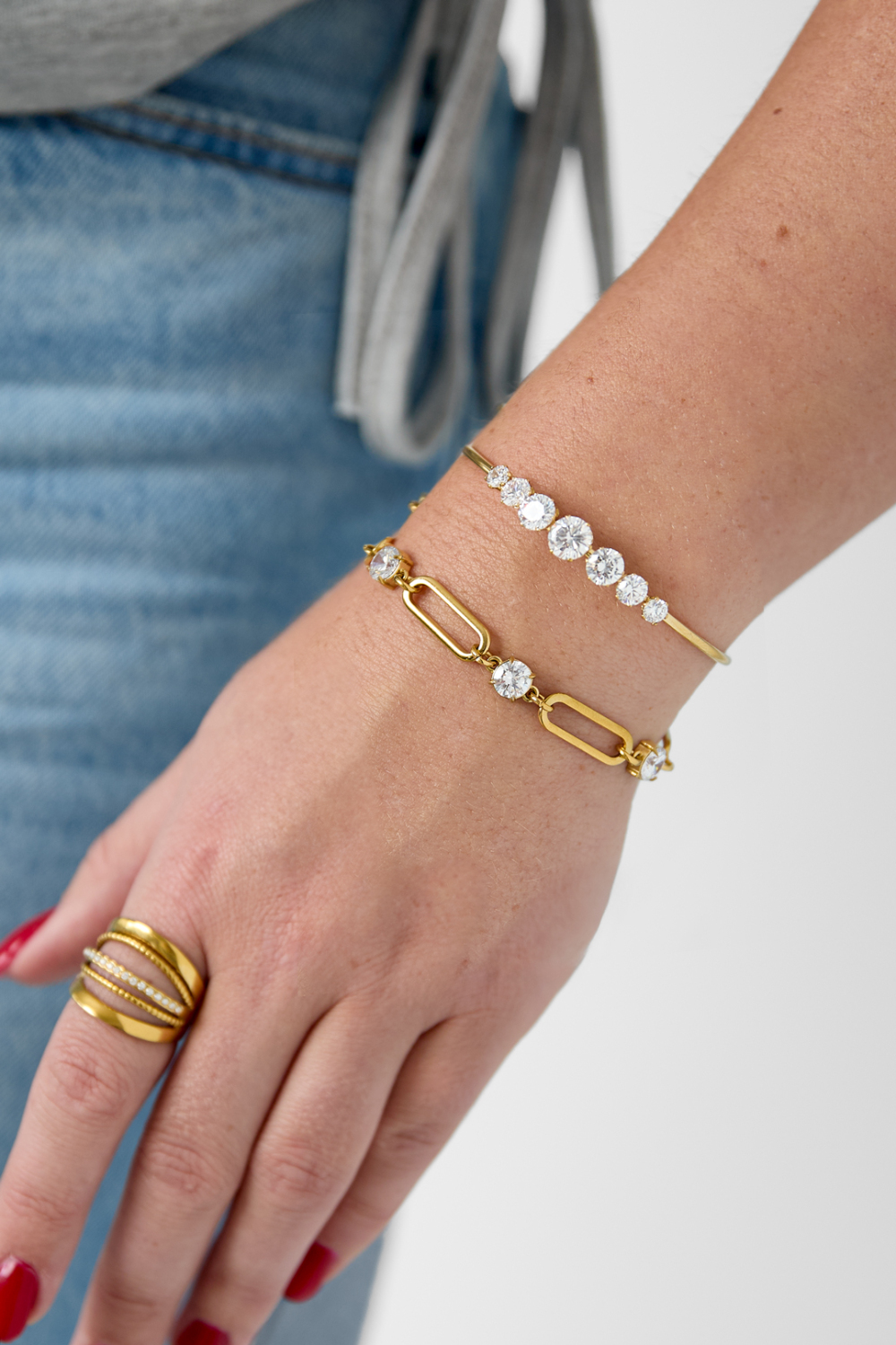 Bracelets À Breloques En Acier Inoxydable, Style Cercle, Collection Daily Simple, Bijoux Pour Femmes Image2