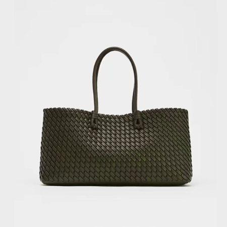 Sacs Cabas Carrés Pour Femmes En Pu Tissé Uni De Style Décontracté 2