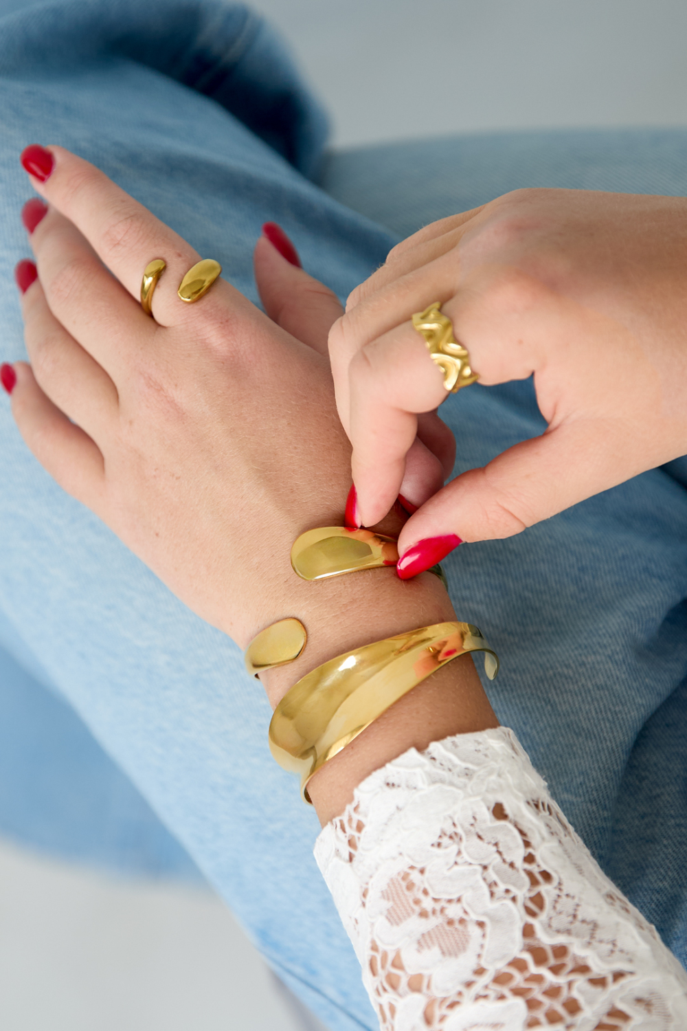 Bracelet Manchette En Acier Inoxydable, Forme Irrégulière, Collection Simple Daily Simple, Bijoux Pour Femmes h5Image2