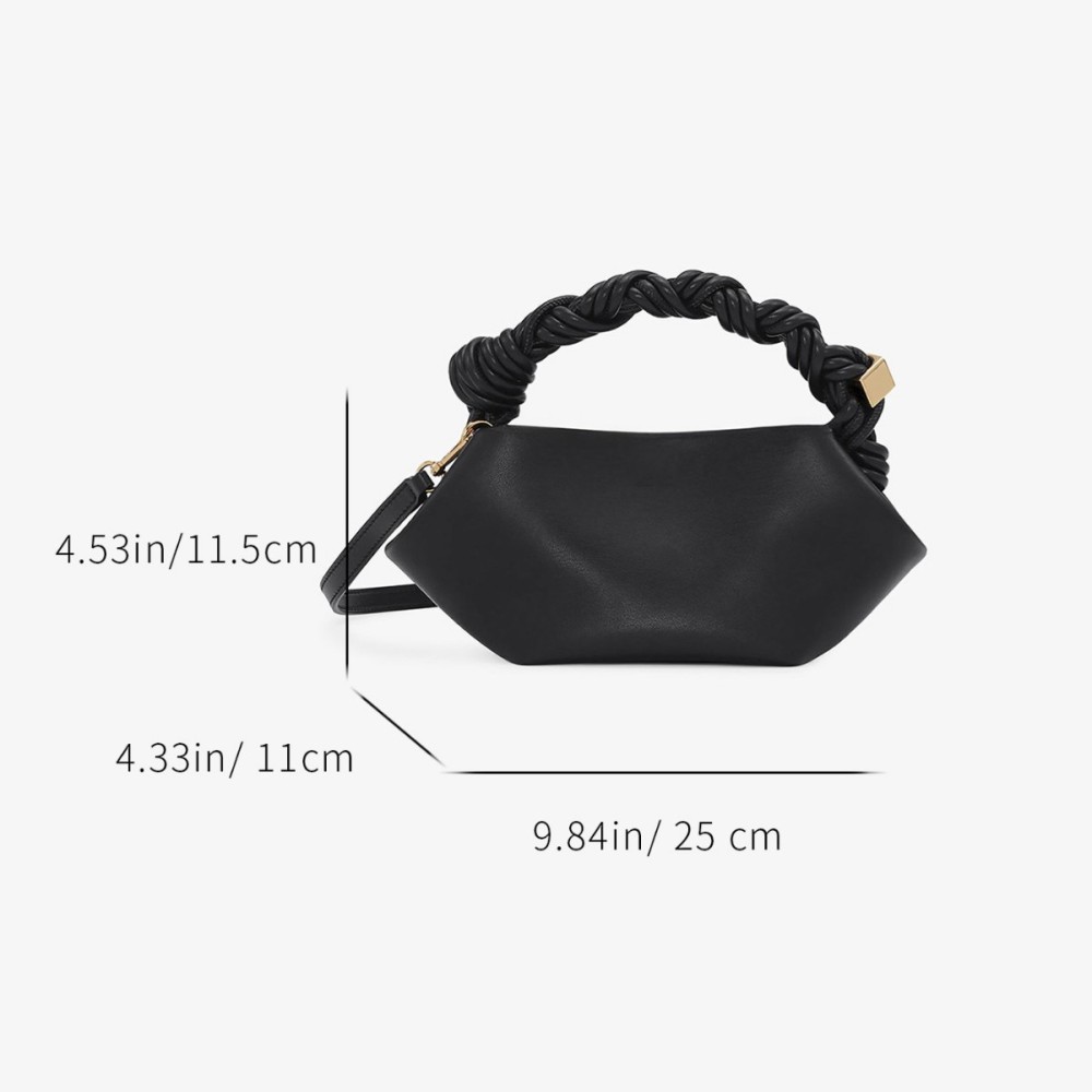 Sac Bandoulière Carré Pour Femme, Style Minimaliste, Finitions Métalliques, Forme Irrégulière, Couleur Unie, En Pu Torsadé. Image7