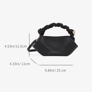 Sac Bandoulière Carré Pour Femme, Style Minimaliste, Finitions Métalliques, Forme Irrégulière, Couleur Unie, En Pu Torsadé. h5 Image7