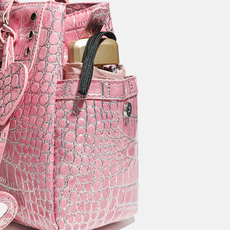 Sacs À Main Carrés Pour Femmes En Pu, Style Années 2000, Ornés De Clous En Forme De Cœur Et De Rivets, Couleur Unie. Image6