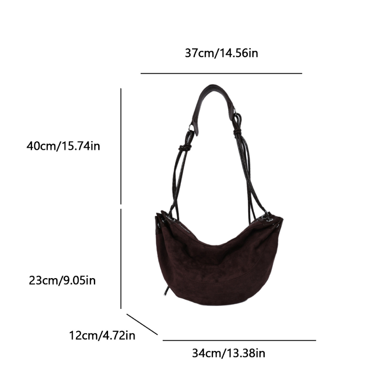 Sacs À Bandoulière Coussin Pour Femmes, Style Décontracté, Sans Empiècements De Couleur Unie En Daim Patchwork Image6