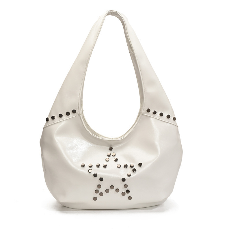 Sac Bandoulière Femme Style Décontracté Avec Rivets En Forme D'Étoile, En Pu, Orné De Détails Métalliques Et De Clous. 