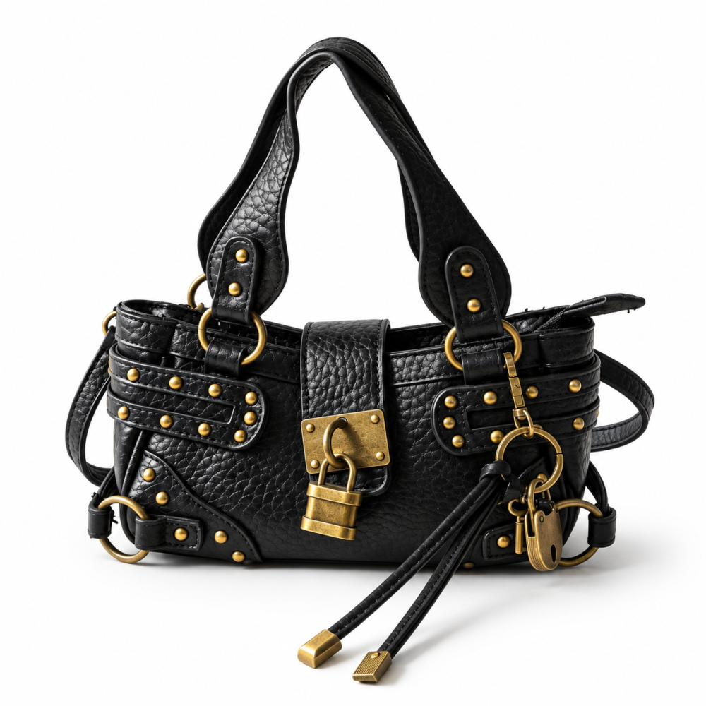 Sacs À Main Carrés Pour Femmes, Style Streetwear, En Pu De Qualité Supérieure, Avec Fermoir À Rivets Et Détails Métalliques Cloutés. 