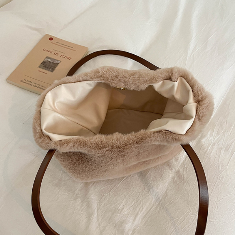 Sacs À Bandoulière Carrés Pour Femmes, Style Décontracté, Couleur Unie, Imitation Fourrure Duveteuse Image7