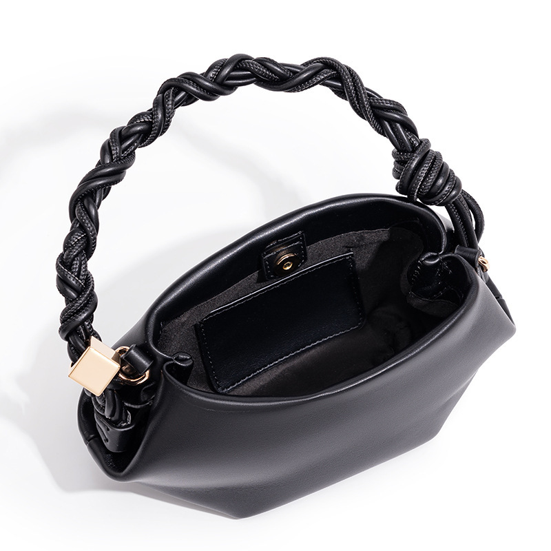 Sac Bandoulière Carré Pour Femme, Style Minimaliste, Finitions Métalliques, Forme Irrégulière, Couleur Unie, En Pu Torsadé. Image5