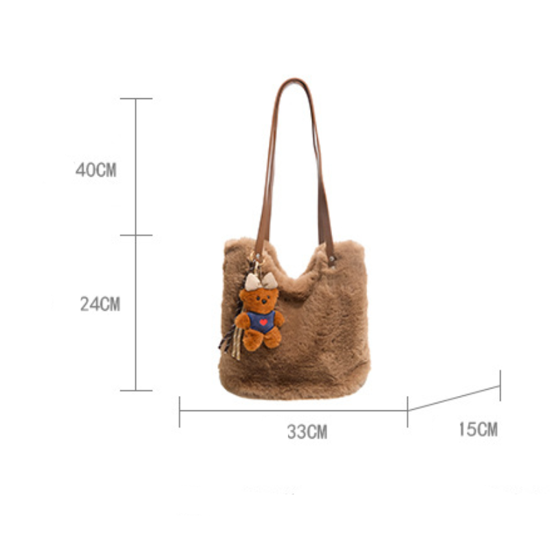 Sacs À Bandoulière Carrés Pour Femmes, Style Décontracté, Couleur Unie, Imitation Fourrure Duveteuse Image8