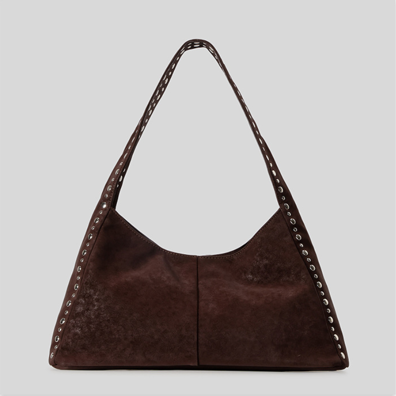 Sacs À Bandoulière Carrés Pour Femmes, Style Décontracté, Ornés De Clous Métalliques Et De Rivets En Daim Uni Image6