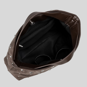 Sac À Main Carré Pour Femme En Daim Uni, Style Décontracté, Orné De Clous Et De Détails Métalliques. h5 Image5