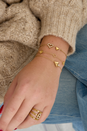 Bracelet À Breloques En Acier Inoxydable Plaqué Or 14 Carats, Motif Cœur, Collection Daily Simple, Bijoux Pour Femmes h5 Image3