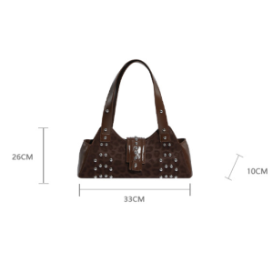 Sacs À Bandoulière Carrés Pour Femmes En Pu À Rivets Et Imprimé Léopard Clouté, Style Streetwear h5 Image10