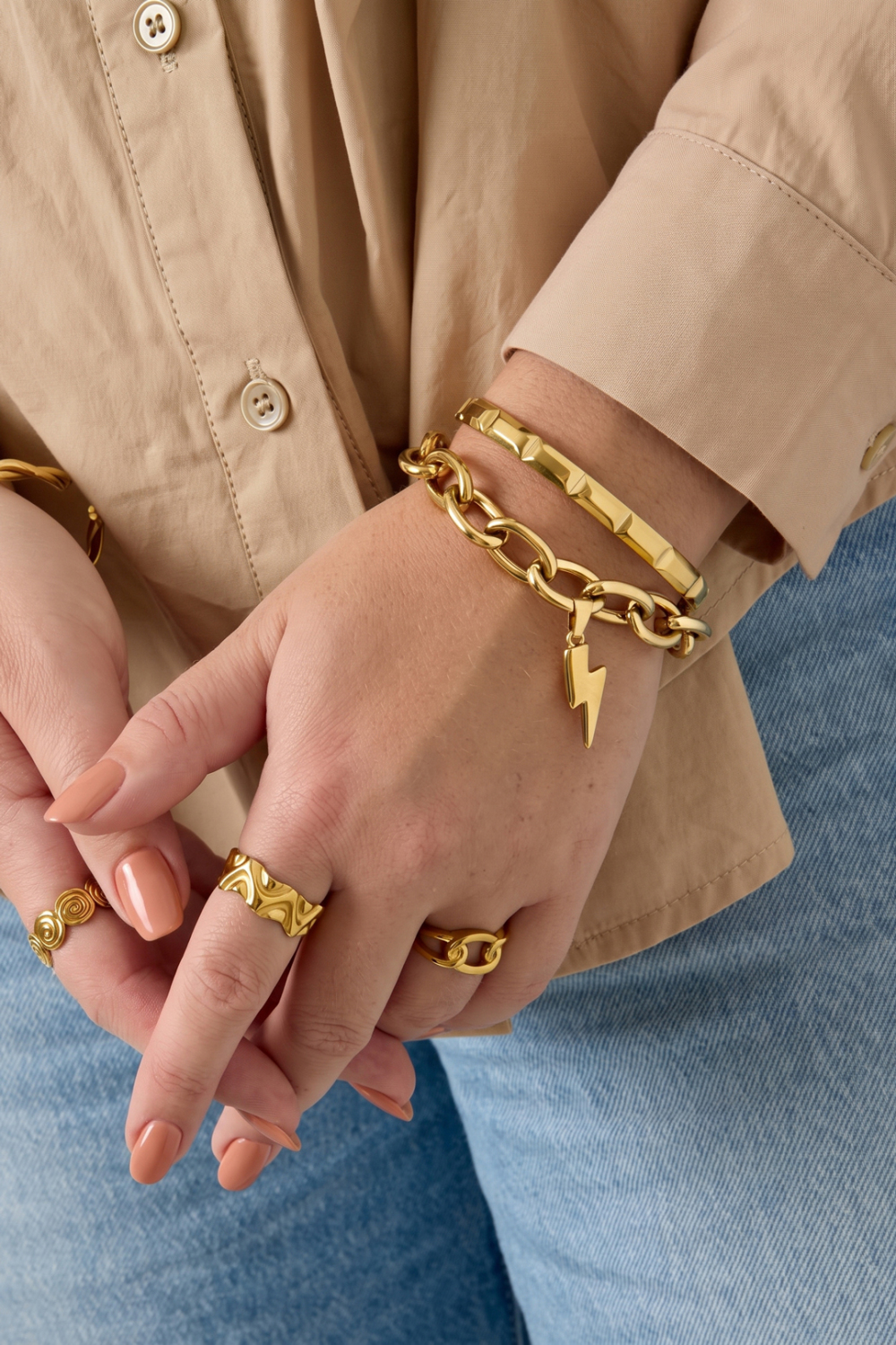Bracelets À Breloques En Acier Inoxydable, Collection Décontractée Et Simple Pour Femmes h5Image2