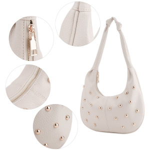 Sacs Bandoulière Femme Style Décontracté Avec Rivets En Métal Et Clous, Couleur Unie, En Pu. h5 Image7