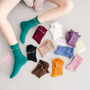 Chaussettes Mi-Mollet Élégantes, Légèrement Rebondissantes, De Couleur Unie, Pour Femmes h5 Image6